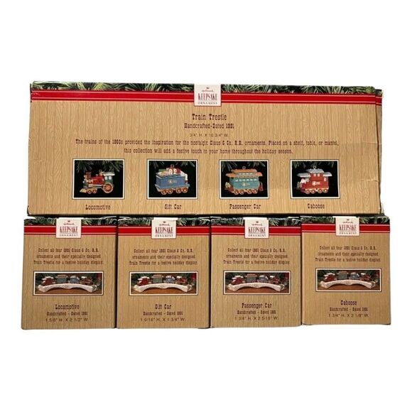 1991 Hallmark Keepsake Claus & CO Railroad Train Trestle & Cars Complete Set - Picture 6 of 10